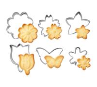 Flower Cookie Cutter Set, 6 Pcs Stainless Steel Biscuit Cutters for Baking - Tulip, Daisy, Sunflower Shapes - Professional Pastry and Fondant Cutters for Cake Decoration
