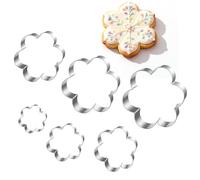 Flower Cookie Cutters Set 6 Pieces Biscuit Cutters Stainless Steel Cookie Cutter for Baking Fondant Decorations