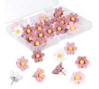 Flower Cork Board Pins 30 Pcs Notice Board Pins for Pinboard Cute Decorative Thumb Tacks Drawing Pin for Cork Notice Bulletin Boards