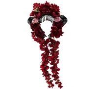 Flower Cosplay Headwear Party Horn Headbands Devil Hair Hoop For Live Show Role Play Gothic Hair Hoop