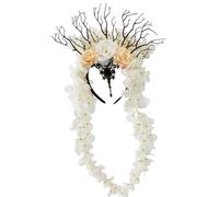 Flower Cosplay Headwear Party Horn Headbands Devil Hair Hoop For Live Show Role Play Gothic Hair Hoop
