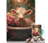 Flower Cow Puzzles 1000 Pieces for Adults,Challenging Game And Family Play for Is Ideal As A Gift for The Whole Family (50x75cm)