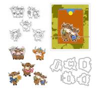 Flower Cow Stamps and Die Cuts for Card Making Cute Animals Transparent Silicone Clear Stamp and Metal Cutting Dies Sets for DIY Scrapbooking Paper Crafting Seals Decorative Supplies