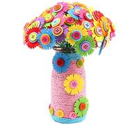 Flower Craft Kit For Kids DIY Bouquet Making Art Set Button Flower Arrangement Educational Activity Toy (B, One Size)