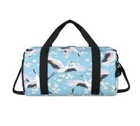 Flower Cranes Sport Duffel Bag with Shoes Compartment Cranes Bird Overnight Weekender Bags Travel Gym Luggage Organizer for Women Men Kids Girls Boys