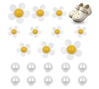 Flower Croc Charms, 20 PCS Crocs Charms Flower Pearl Cute Shoe Decorations for Girls Adults for Clogs (10 Flowers 10 Pearl)