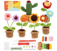 Flower Crochet Kit - Crochet Set For Beginners, Visual Weaving Tools | Flower Pattern Tutorials, Relaxing Home Hobby Activity For Mom