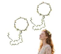 Flower Crown - 2 Pcs Boho Flower Headband Set, Artificial Floral Wreath with Greenery, Bridal Headpiece, Adjustable Flower Headband Festival Garland for Wedding, Party, Ceremony & Photoshoot