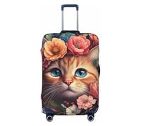 Flower Crown Cat Print Luggage Covers Suitcase Protector Fit 18-32 Inch Luggage-X-Large