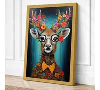 Flower-Crown Deer Maximalist Canvas Wall Art Print 24x16 Inch (61 x 41 cm)
