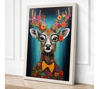 Flower-Crown Deer Maximalist Canvas Wall Art Print 30x20 Inch (76 x 51 cm)