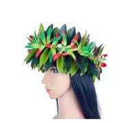 Flower Crown Flower Headband Leis Silk Expandable Maile Leaf Crown With Spider Lilies And Baby's Breath Hawaiian Tahitian Head Crown Lei for Party, Wedding Decorations(MULTI)