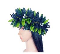 Flower Crown Flower Headband Leis Silk Expandable Maile Leaf Crown With Spider Lilies And Baby's Breath Hawaiian Tahitian Head Crown Lei for Party, Wedding Decorations(Black)