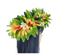 Flower Crown Flower Headband Leis Silk Expandable Maile Leaf Crown With Spider Lilies And Baby's Breath Hawaiian Tahitian Head Crown Lei for Party, Wedding Decorations(Other)