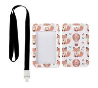 Flower Crown Foxes Card Holder with Black Lanyard, Door Card Holder, Vertical Name Badges Protector for Paramedic, Vertical Cards Protector for Office, Nurse Essentials Nurse Accessories Work