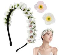 Flower Crown Headpiece,2 PCS Artificial Floral Crown and 2 PCS Flower Duckbill Clip,Boho Floral Garland Headpiece for Cosplay,Birthday Party,Carnival Party,Beach,Vacation