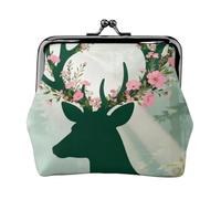 Flower Crown Leather Coin Purse for Women-Small Kiss Lock Wallet, Mini Card Holder for Keys Lipstick, Cute Change Purse for Travel