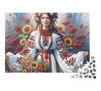 Flower Crown Woman 1000pc Heavy-duty Cardboard Puzzle for Adults Brain Teaser Lovers Leisure Entertainment Home Leisure Time Collectible Item 38x26cm/1000pcs