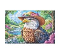 Flower-crowned Eagle on Branch by Stream 1000 Piece Jigsaw Puzzle for Adults Snow Day Activity Indoor Fun No Dust Pieces Great Gift for Neighbors 1000 PCS