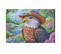 Flower-crowned Eagle on Branch by Stream 300 Piece Jigsaw Puzzle for Adults Jigsaw Puzzle Enthusiast Gift Family Activity Colourful Challenging Design Home Wall Decor 300 PCS