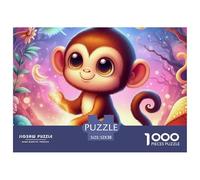 Flower-crowned Monkey in Jungle High Grade Paper Material Rewarding Challenging Game, Suitable for Home Leisure And Family Game Nights 52x38cm/1000pcs
