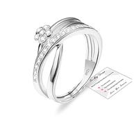Flower Cubic Zircon Thumb Rings for Women,Flowers Adjustable Sterling Silver Rings Wedding Promise Bridal Eternity Engagement Ring Anniversary CZ Diamond Rings-Girls Womens Jewellery Gifts