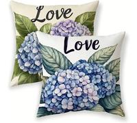 Flower Cushion Covers 20cm x 20cm Outdoor Pillow Cases 2 pack, Waterproof Cushion Covers Lilac, Double-Sided Printing Velvet Square Throw Pillowcases for Garden Sofa Bedroom Couch Living Room lj-281