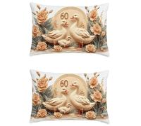 Flower Cushion Covers 32x39in Outdoor Cushions Waterproof Linen Double Sided Printing Rectangle Cushion Covers Duck Invisible Zipper,Set of 2 Decorative Garden Pillows covers for Patio Bench M-431