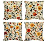 Flower Cushion Covers 40x40 cm Set of 4 Outdoor Cushions Waterproof Garden Cushions Velvet Throw Pillow Covers Spring Double Sided Printing for Indoor Sofa Outdoor Patio Balcony Fall Decor,Gifts M137