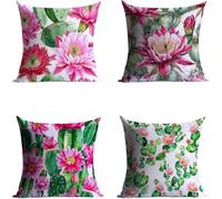 Flower Cushion Covers 45 x 45, Sunflower Pillow Cases 4 Pack, Sofa Bed Decor Cushion Covers 45x45cm with Invisible Zipper Heat Absorbing Breathable for All-Season Who Sweat Easily Home Decor BZTH-5675