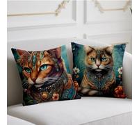 Flower Cushion Covers 50 x 50 cm 2 Pack Outdoor Cushions Waterproof Sofa Cushions Cat Pillow Case with Invisible Zipper Throw Pillow Covers Living Room Home Chair Sofa Patio Winter Fall Decor wj-460