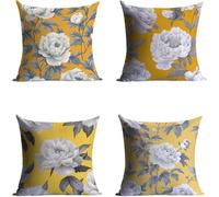 Flower Cushion Covers 50 x 50, Landscape Pillow Cases 4 Pack, Sofa Bed Decor Cushion Covers 50 x 50 cm with Invisible Zipper Heat Absorbing Breathable for All-Season Who Sweat Easily Gifts BZTH-6599