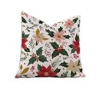 Flower Cushion Covers 50cm x 50cm Christmas Cushions Double Sided Pattern Throw Pillow Covers with Invisible Zipper, Velvet Decorative Pillowcases for Home Sofa Bed, Set of 1 （19.7x19.7 in）2B-151
