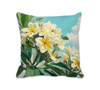 Flower Cushion Covers 65cm x 65cm Yellow Cushions Double Sided Pattern Throw Pillow Covers with Invisible Zipper, Linen Decorative Pillowcases for Garden Home Sofa Bed, Set of 1 （25.6x25.6 in）2B-500