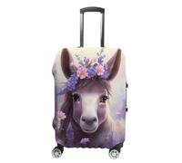 Flower Cute Donkey Travel Luggage Cover Washable Suitcase Cover Baggage Protector Covers for Women Men S