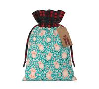 Flower Cute Pig Pattern Patterned decorative gift bag, drawstring candy bag, reusable, suitable for storing gifts or everyday items.
