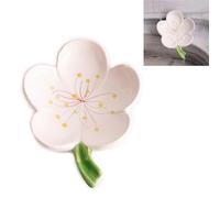 Flower Cute Soap Holder, Bathroom Soap Dish, Creative Solid Soap Holder, Ceramic Soap Holder, Draining Soap Dish (Peach Flower, White)