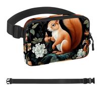 Flower Cute Squirrel-1021 Crossbody Fanny Pack for Men&Women,Belt Bag for Travel Casual Walking Running Hiking Cycling, Multicolor, 1.5x9.0x5.9in/4x23x15cm