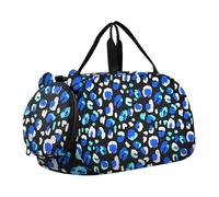 Flower Daisy Yellow Leopard Blue Black Kids Travel Duffel Bag for Boys Girls Overnight Weekend Tote Bag with Shoes Compartment for Beach Swim Trip
