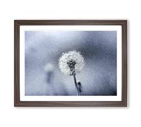 Flower Dandelion in the Rain No.2 Modern Framed Print | A3 Walnut Framed Wall Art | Ready to Hang | Modern Floral Picture | Living Room Bedroom Lounge Office