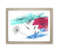 Flower Dandelion Seeds No.1 V2 Modern Framed Print | A4 Oak Framed Wall Art | Ready to Hang | Modern Floral Picture | Living Room Bedroom Lounge Office