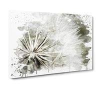 Flower Dandelion Seeds No.4 V3 Canvas Print | Gallery Wrapped 30mm Frame Wall Art | 20x14 inches | Ready to Hang | Modern Floral Picture | Living Room Bedroom Lounge Office