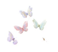 Flower Decal Patch 5cm 60pcs Double Sweet Butterfly Appliqued 3D Simulation Mesh Dreamy Bouquet Patch for DIY Handmade Hairband Nail Decoration for Sewing(Color 5)