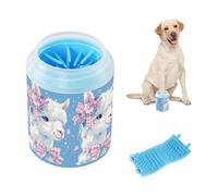 Flower - Decorated Alpaca Illustration Reusable Dog Foot Washer Soft Silicone Bristles Pets Cleaning Kit for Small Medium Dogs and Cats