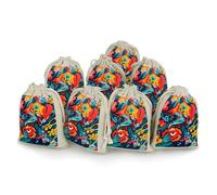 Flower Design Bunches Pocket Cotton And Hemp with Drawstring 8 Pieces Reusable Gift Bags Jewelry Pouch for Wedding DIY Craft Party (4.9 X 6.7 Inch)