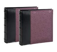 Flower Design Photo Album with Black Pages - Easy to Fill Slip in Method & Book Bound Fotoalbum | Store 100 & 200 Pictures in a Beautiful Photograph Album (Crimson, x2)