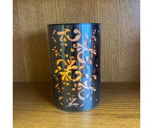 Flower Design Real Wax Led Candle - Battery Powered Handcrafted Faux Flameless Floral Pillar Candlelight - H15 X 10Cm, Black