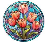 Flower design Suncatchers. 14cm Stained glass design, made on clear acylic which emulates a glass effect. (TULIP)
