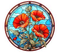Flower design Suncatchers. 14cm Stained glass design, made on clear acylic which emulates a glass effect. (POPPY)