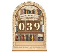 Flower Design Wooden World Book Day Decorations for Reading, Bookshelf Decor with 18 Number Tiles and Brackets, Easy-Operate Book Decor for Tracking Books Read, Creative Books Gifts for Readers